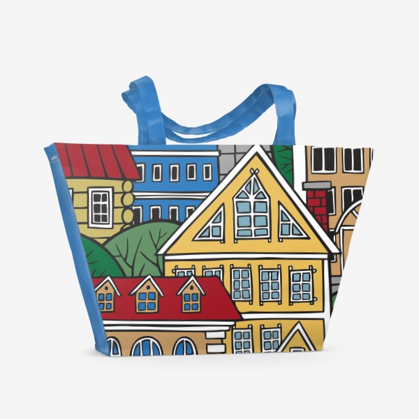 Пляжная сумка &laquo;рисунок город летом дома&raquo;