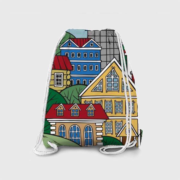 Рюкзак «рисунок город летом дома»