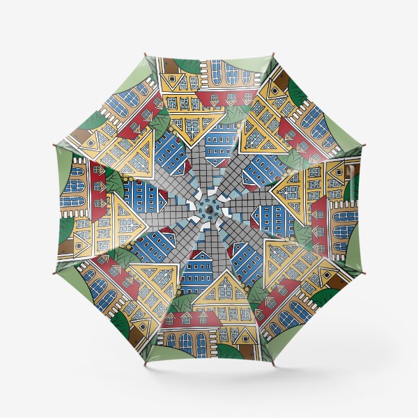 Зонт «рисунок город летом дома»