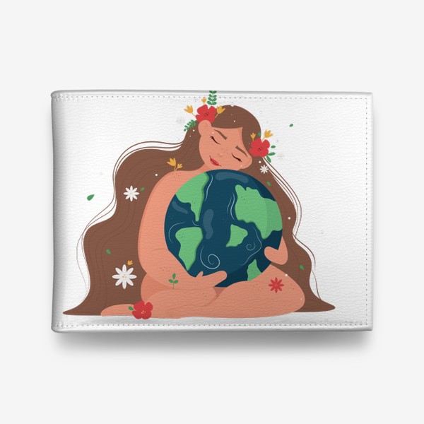 Кошелек «Девушка обнимает планету Земля.»