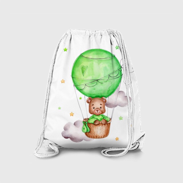 Рюкзак «Мишка летит в зеленом воздушном шаре»
