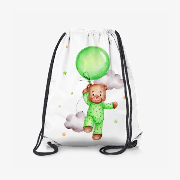 Рюкзак «Мишка летит на зеленом воздушном шаре»