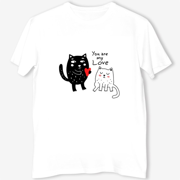 Футболка &laquo;You are my Love. Белая кошка, черный кот. Любовь&raquo;