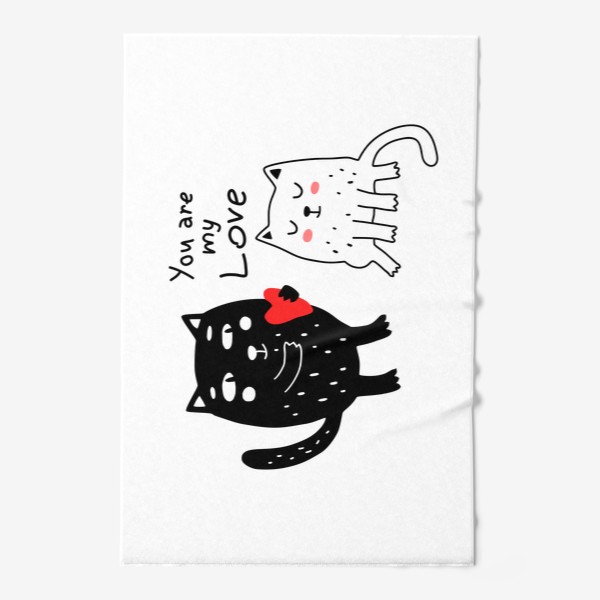 Полотенце «You are my Love. Белая кошка, черный кот. Любовь»