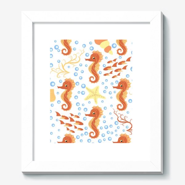 Картина «Паттерн с оранжевыми морскими коньками»