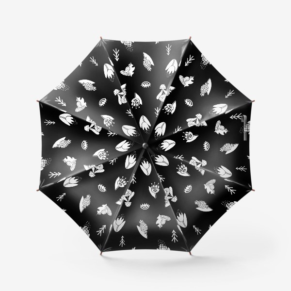 Зонт «Цветы белые на черном фоне»