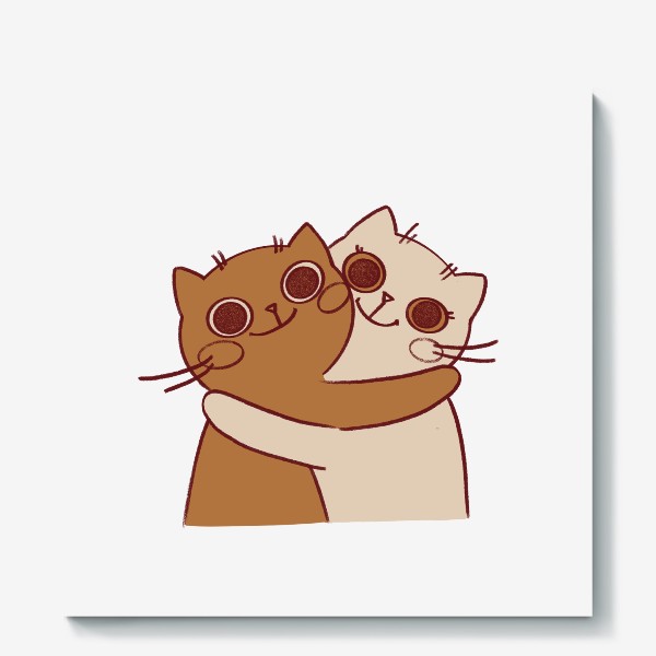 Холст «влюбленные котики обнимаются»