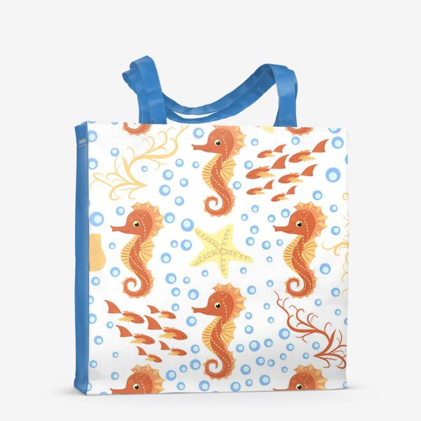 Сумка-шоппер «Паттерн с оранжевыми морскими коньками»