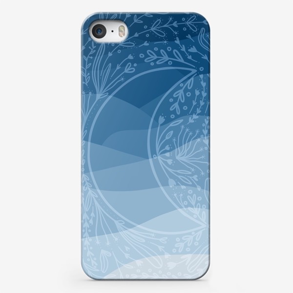 Чехол iPhone «месяц на фоне синего градиента, в подарок любителю мистики,, магии и астрологии»