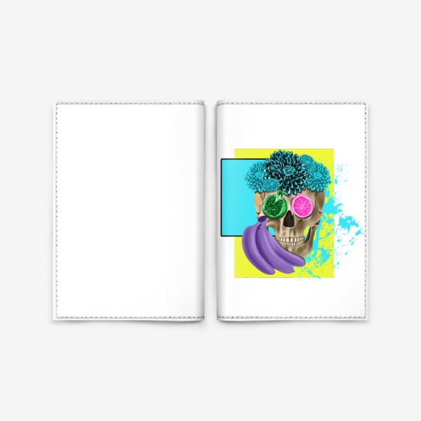 Обложка для паспорта «Череп с фруктами»