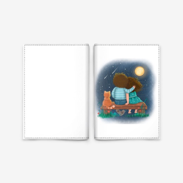 Обложка для паспорта «Влюбленные под луной»