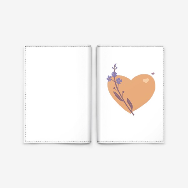 Обложка для паспорта «Сердце с незабудкой. Оранжевый.»