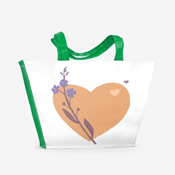 Пляжная сумка «Сердце с незабудкой. Оранжевый.»