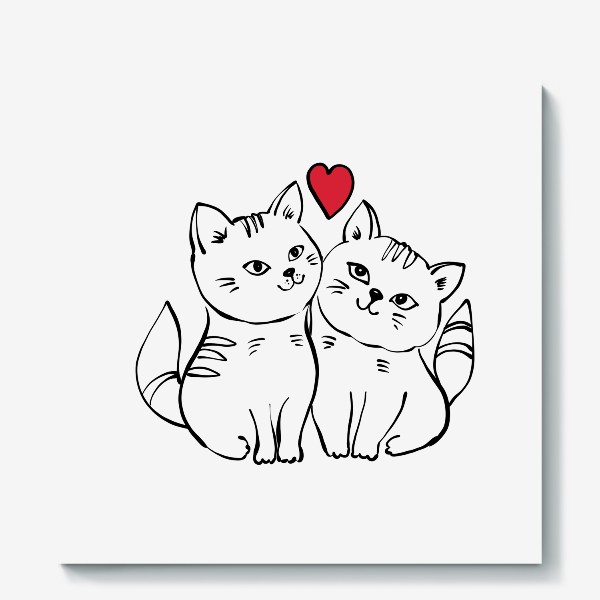 Холст &laquo;Милый влюбленные коты День влюбленных 14 февраля&raquo;