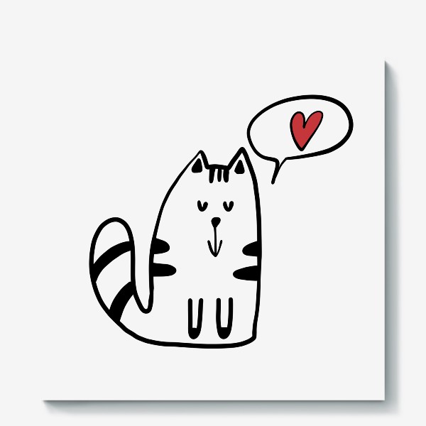 Холст &laquo;Милый влюбленный котик  День влюбленных 14 февраля&raquo;