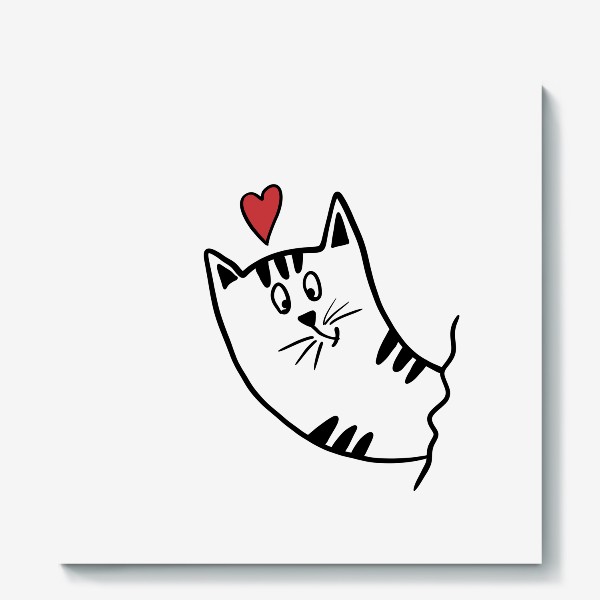Холст &laquo;Милый влюбленный котик  День влюбленных 14 февраля&raquo;