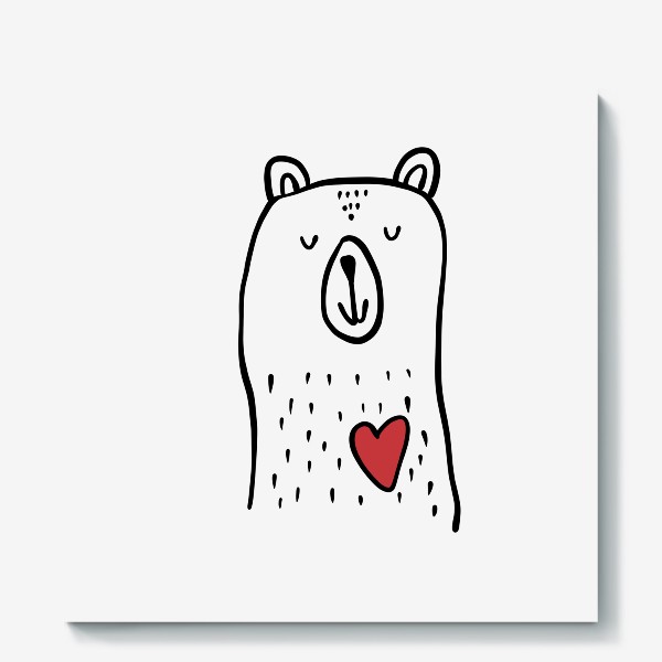 Холст &laquo;Милый влюбленный медведь 14 февраля День влюбленных &raquo;