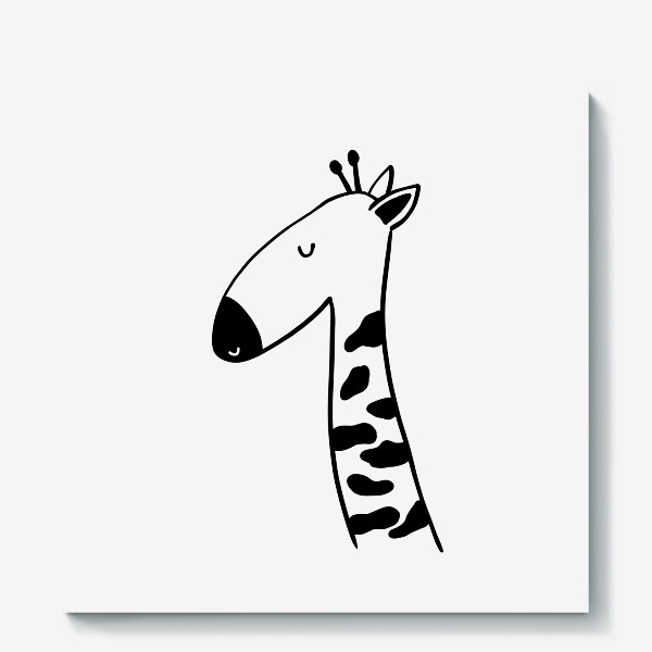Холст «Милый детский принт жираф черно-белый рисунок»