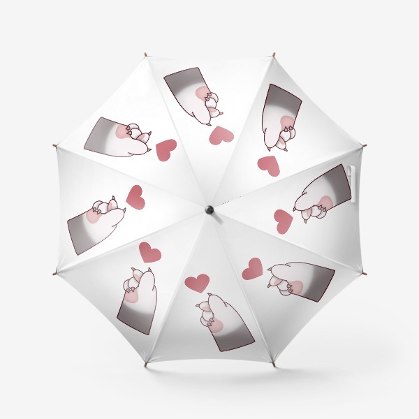 Зонт «подарок сердечко. лайк кошачьей лапкой. котик»
