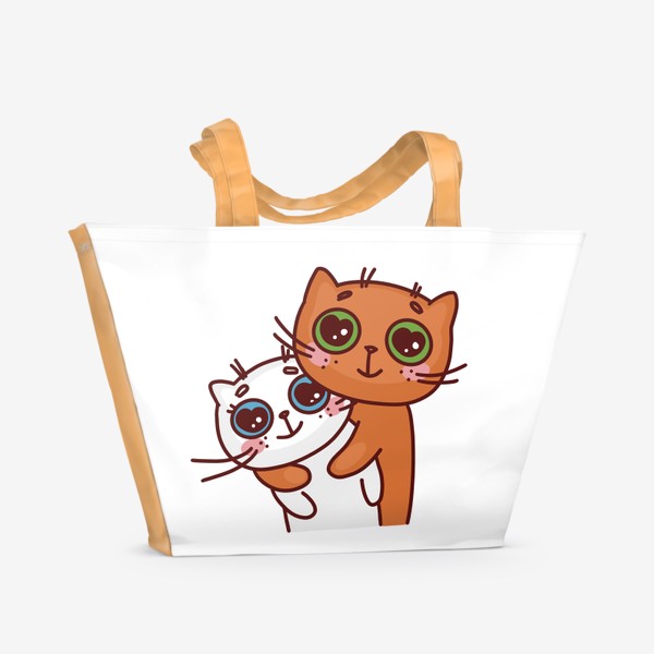 Пляжная сумка &laquo;подарок на день всех влюбленных. влюбленные котики&raquo;