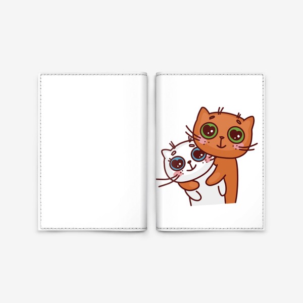 Обложка для паспорта «подарок на день всех влюбленных. влюбленные котики»