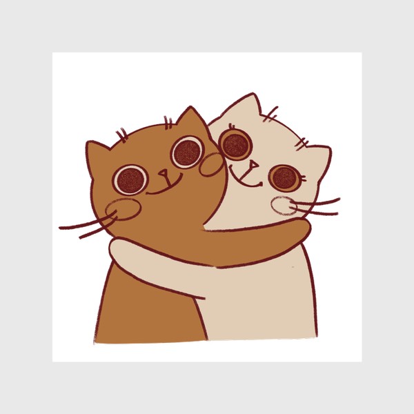 Шторы «влюбленные котики обнимаются»