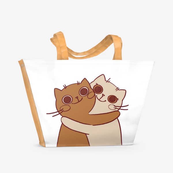 Пляжная сумка «влюбленные котики обнимаются»