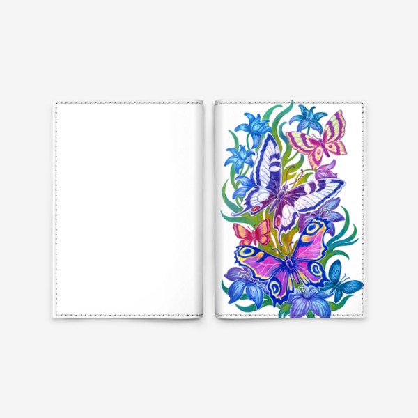 Обложка для паспорта «Цветы и бабочки, живопись.»