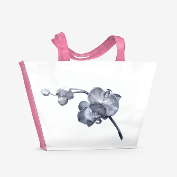 Пляжная сумка &laquo;Веточка орхидеи. Орхидея. Графика. Реализм.&raquo;
