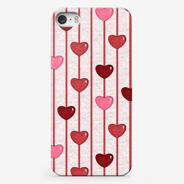 Чехол iPhone «Сердца и полоски на белом фоне Принт с сердцами и полосками Стрелы Валентинка»