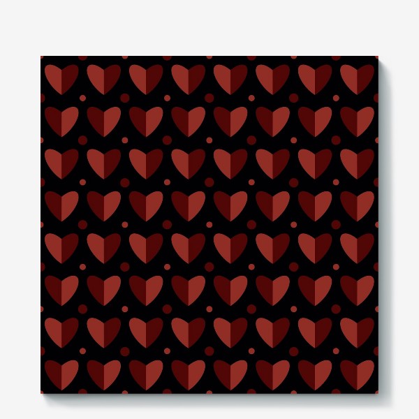 Холст &laquo;Сердца или сердечки на чёрном фоне Принт с сердцами в подарок для влюбленных&raquo;