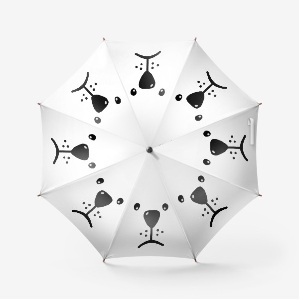 Зонт «Милая мордочка мишки черно-белый принт»