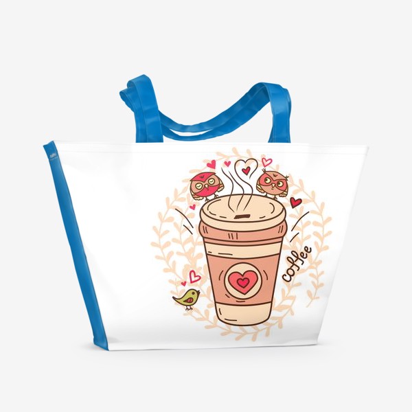 Пляжная сумка «кофе с собой. кофемания.»