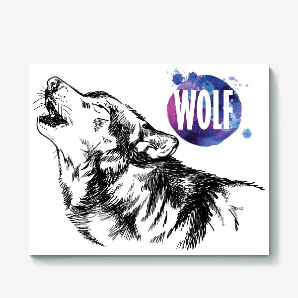 Холст &laquo;воющий волк&raquo;