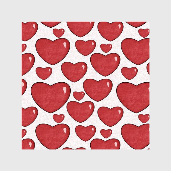 Шторы «Текстурные сердца на белом фоне Принт с сердцами Объёмные красные сердечки »