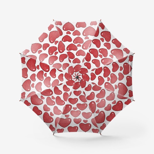 Зонт «Текстурные сердца на белом фоне Принт с сердцами Объёмные красные сердечки »