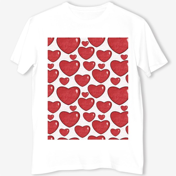 Футболка «Текстурные сердца на белом фоне Принт с сердцами Объёмные красные сердечки »