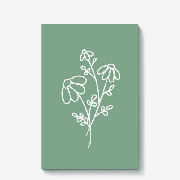 Холст «Ромашки на зеленом пастельном фоне»