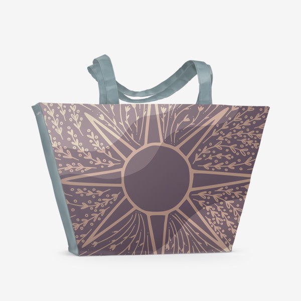 Пляжная сумка «звезда с растениями, в подарок тарологу, астрологу, эзотерику»