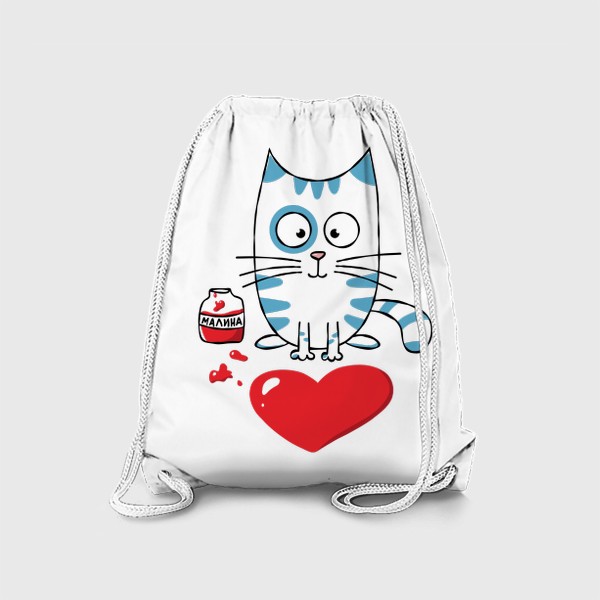 Рюкзак «Кот и сердечко из варенья. Люблю тебя. 8 марта. Женский день»