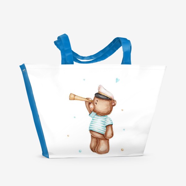Пляжная сумка «Мишка моряк с подзорной трубой»