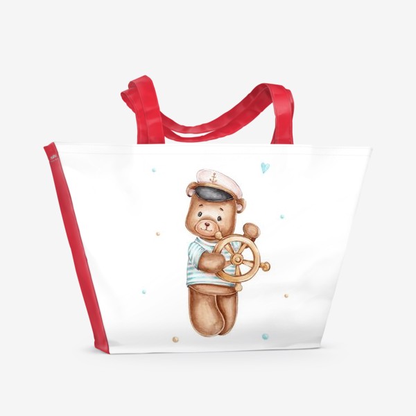 Пляжная сумка «Мишка моряк со штурвалом»