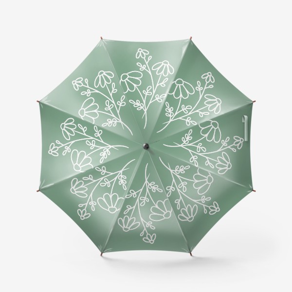 Зонт «Ромашки на зеленом пастельном фоне»