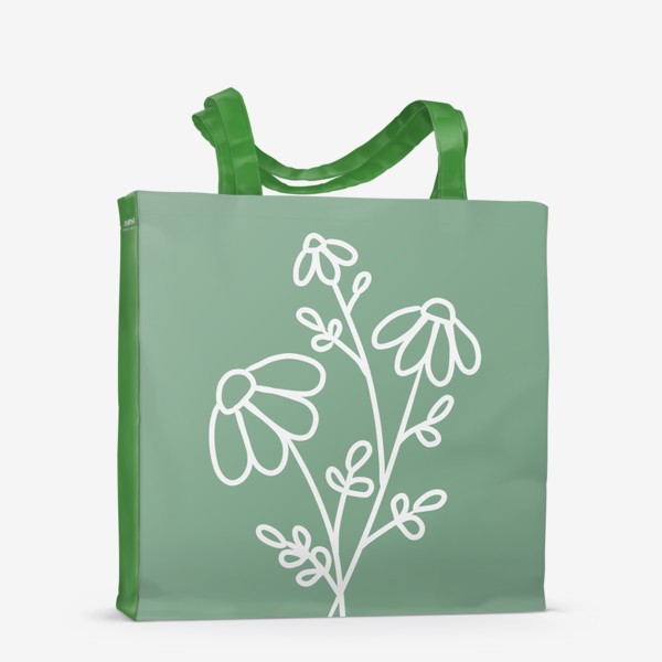 Сумка-шоппер «Ромашки на зеленом пастельном фоне»