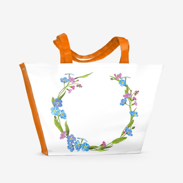 Пляжная сумка «Незабудки Полевые цветы Летний венок»