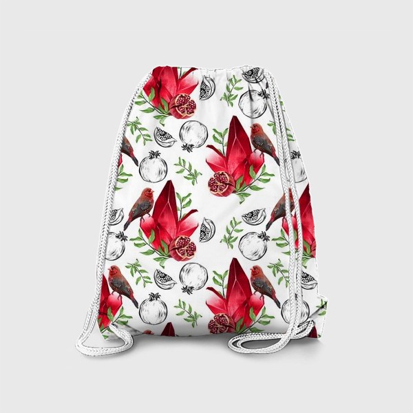 Рюкзак «Красный кристалл и гранат на белом фоне»