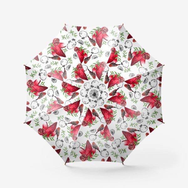 Зонт «Красный кристалл и гранат на белом фоне»