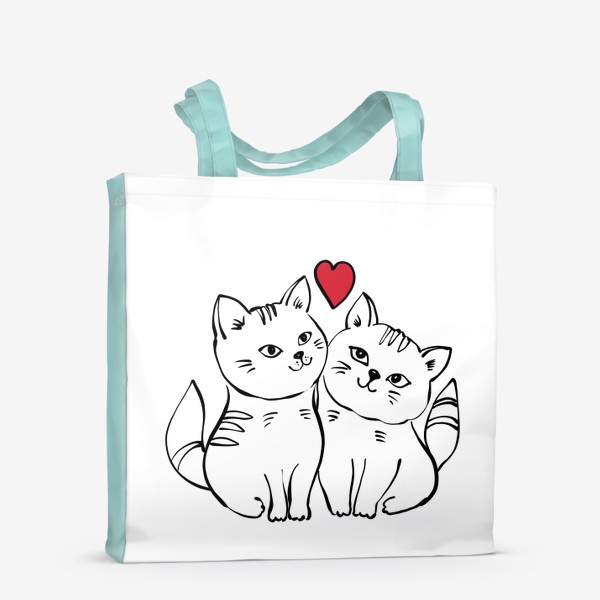 Сумка-шоппер «Милый влюбленные коты День влюбленных 14 февраля»