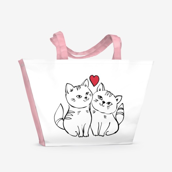 Пляжная сумка «Милый влюбленные коты День влюбленных 14 февраля»