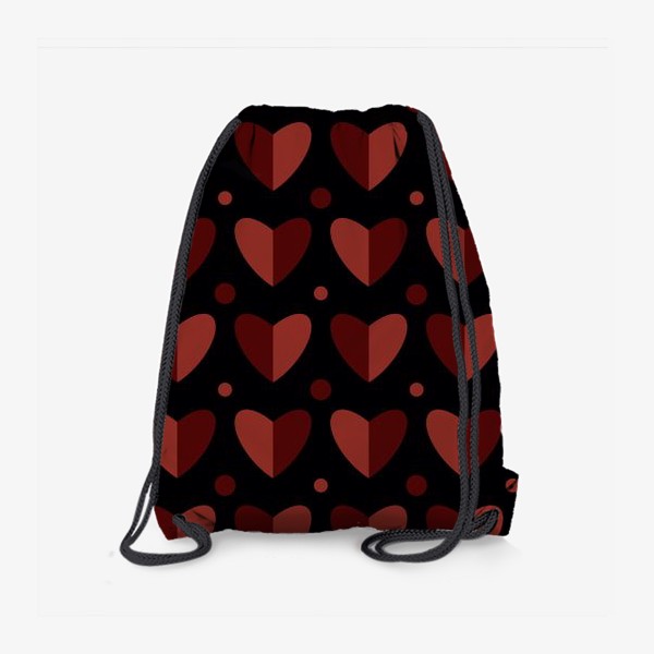 Рюкзак «Сердца или сердечки на чёрном фоне Принт с сердцами в подарок для влюбленных»